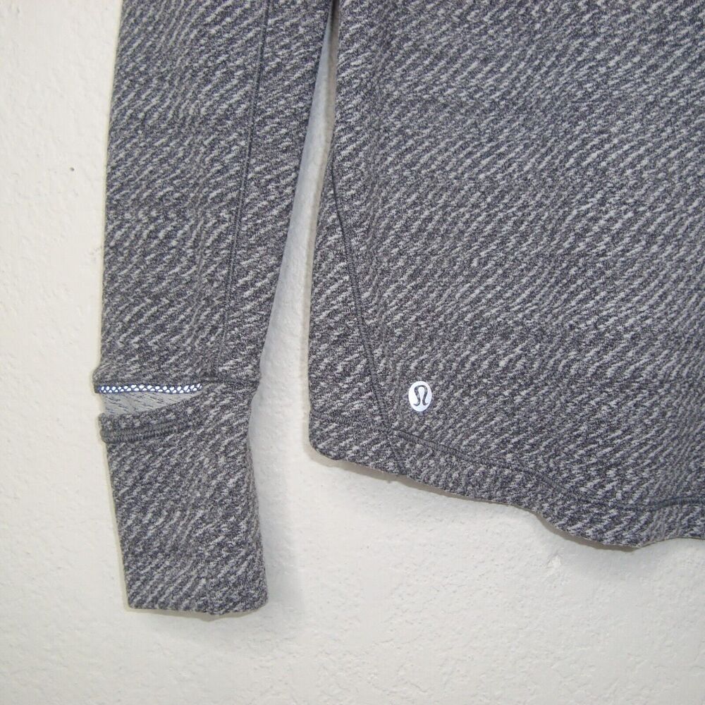 Lululemon Jacket Womens Size 8 White 1/2 Zip Pullover Thumbholes Gray White - Picture 8 of 11